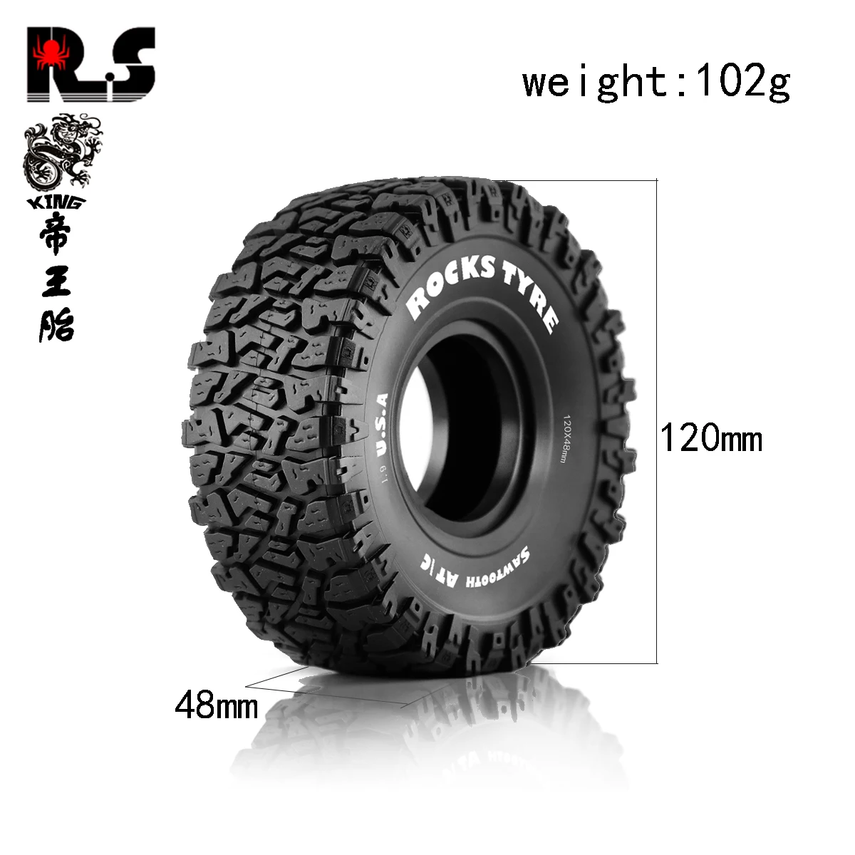 RC 1,9 Гусеничные шины, грязевые шины, диаметр 120 мм для осевого SCX10 90046 AXI03007 Tamiya CC01 Redcat Gen8 RC4WD 1/10 RC Crawler