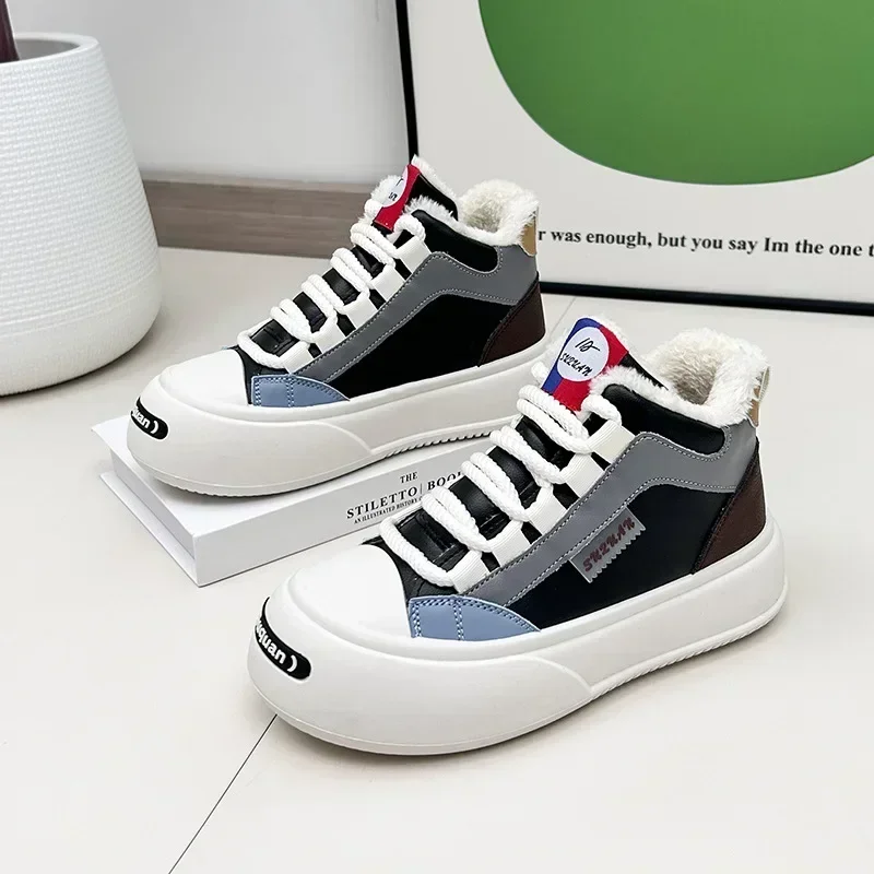 Padded Sneakers Shoes for Women Lace-up With Laces Womens Sports Snow Boots Sale On Promotion Offer Winter Footwear Slip Gyaru image 5