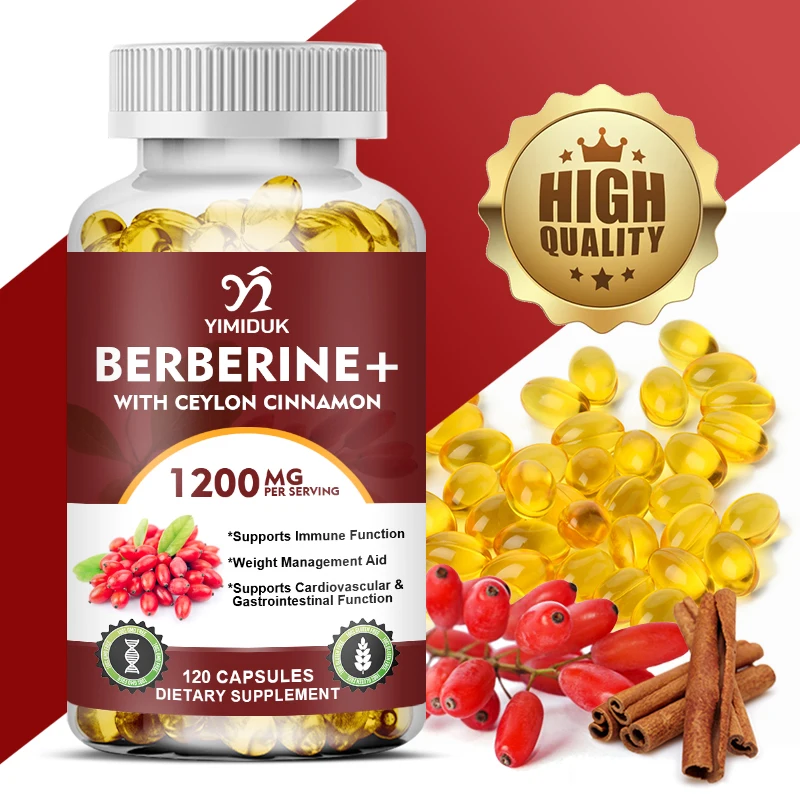 

Berberine with Ceylon Cinnamon Capsules & Gummies - Cardiovascular and Digestive Health, Supports Immune System, Antioxidant