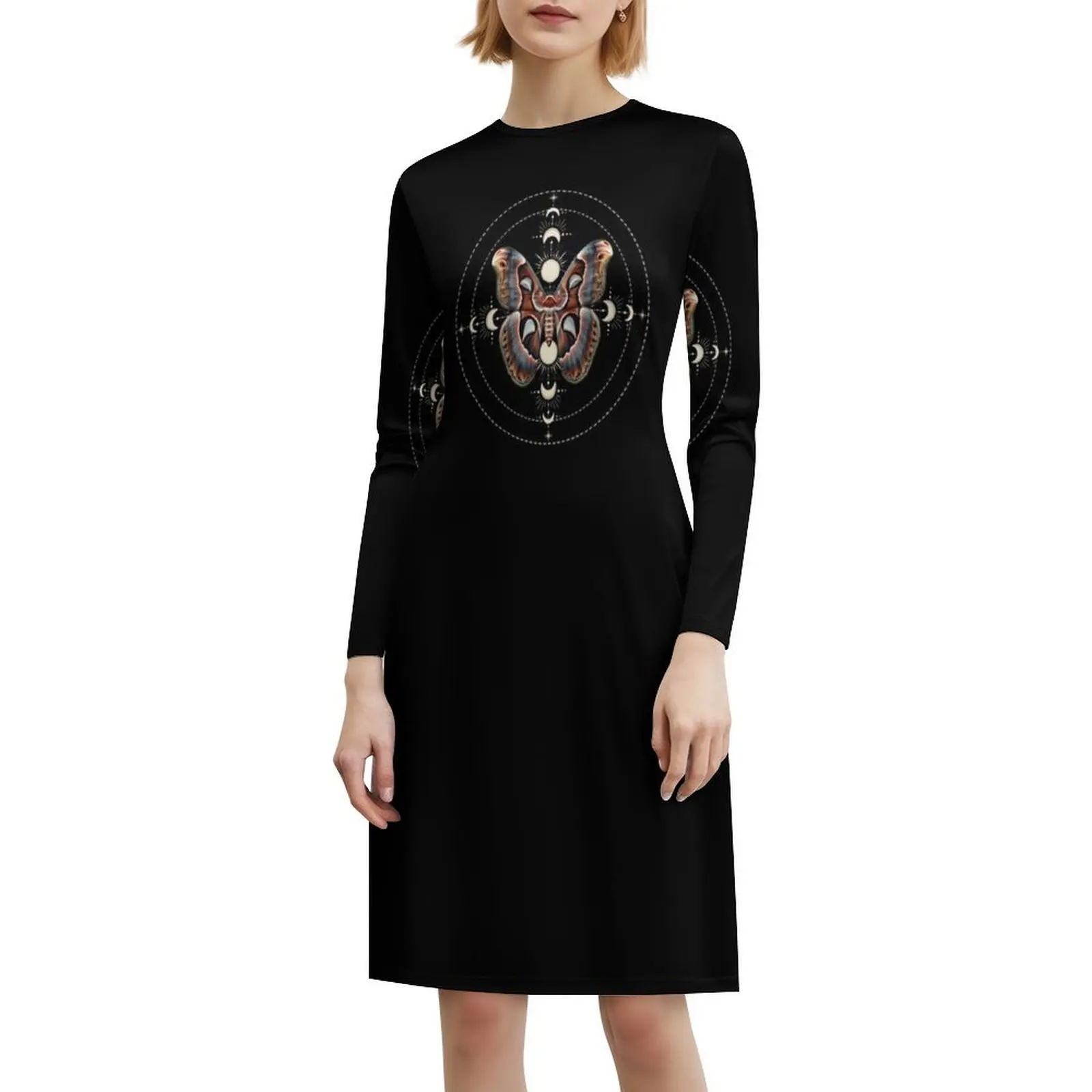 السماوية Cecropia العثة مع مراحل القمر فستان عطلة مثير للنساء شاطئ حفلة عيد ميلاد فستان قصير العثة السماوية Cecropia