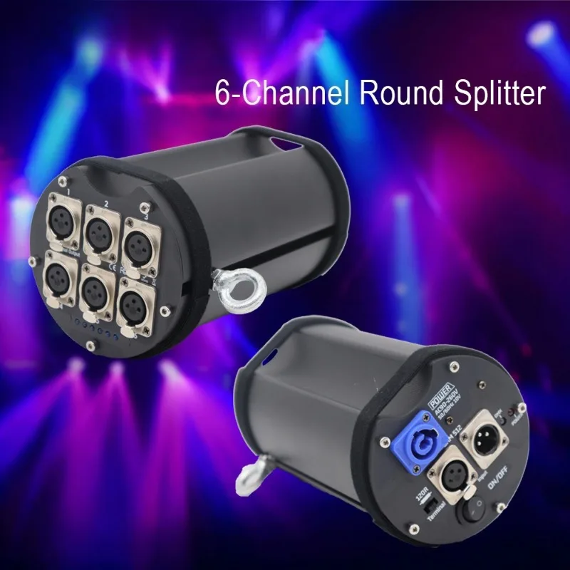 Round 6-way, optoelectronic isolation stage light distributor, one in and six out portable cylinder signal amplifier
