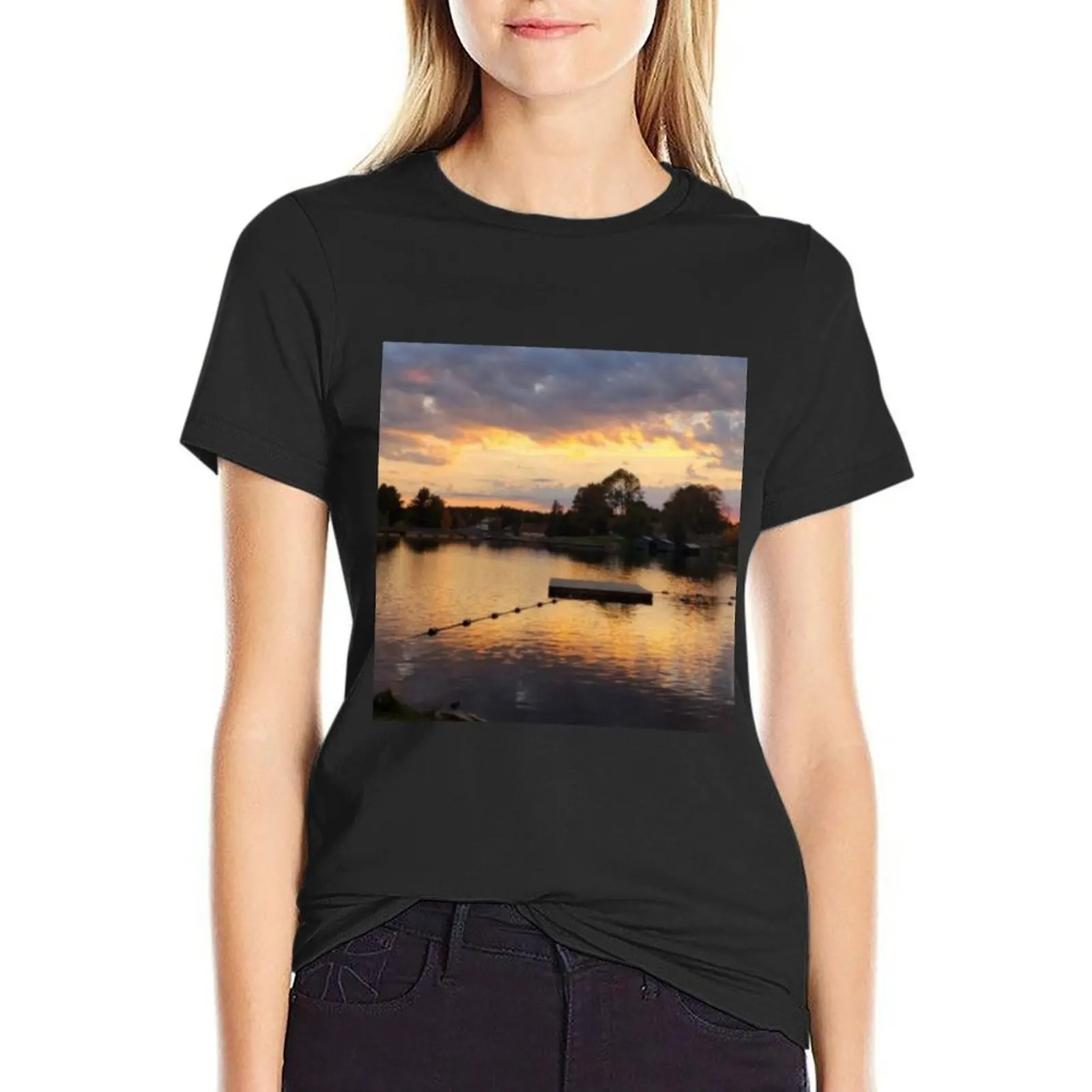 Sunset over the Magnetawan River - Northern Canada T-Shirt plus sizes designer clothes Women luxury