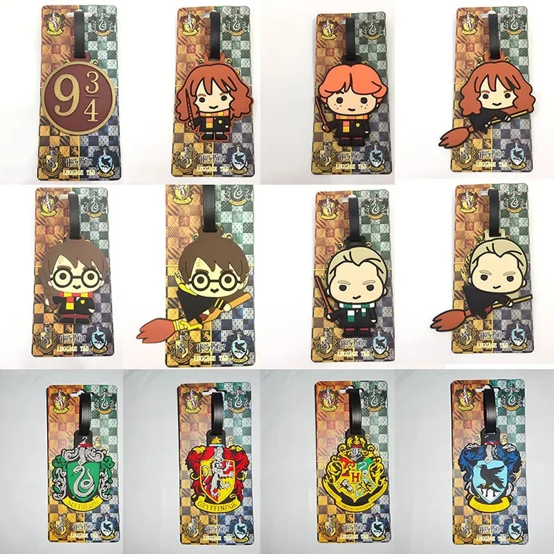 Mochila de Anime de Harry Potter, Etiqueta de Equipaje de PVC con Insignia Escolar, Regalo de Artículos de Uso Diario