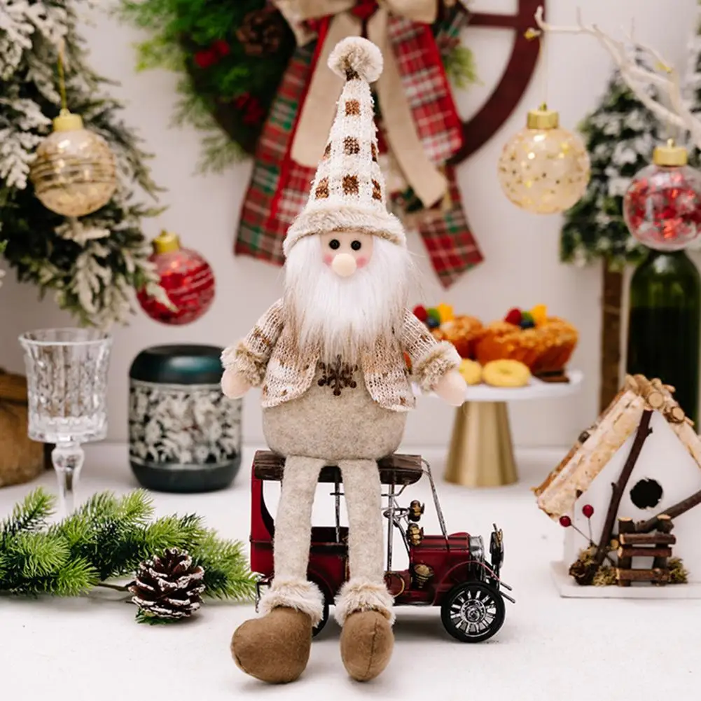 Exquisite Holiday Designs Christmas Doll Ornaments Snowman Elk Long-legged Plush Toy Knitted Elks Doll Window for Kids for Loved