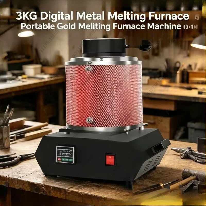 Melting Machine Portable Jewelry Casting Tool 220V 110V3KG Digital Metal Melting Furnace 1500W 1150℃ Electric Gold Silver