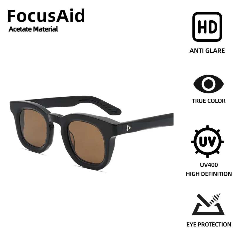 

FocusAid классический дизайн с заклепками модные солнцезащитные очки UV400 ретро толстая оправа брендовый дизайнерский дизайн ацетатные солнцезащитные очки с антибликовым покрытием