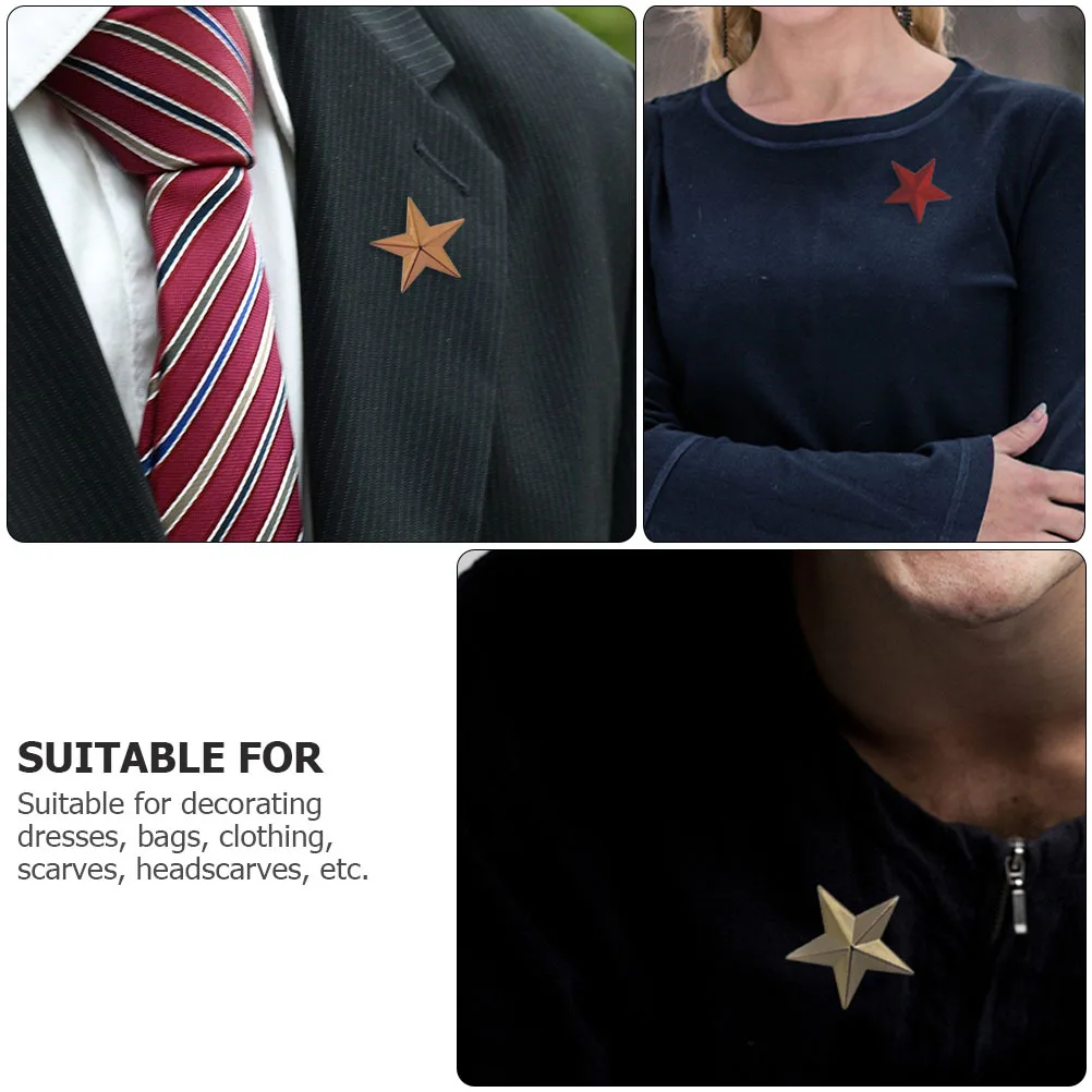 

8Pcs Metal Breastpins Classic Brooches Decorative Badges Independence Day Lovely Star Pattern Fashion Brooches