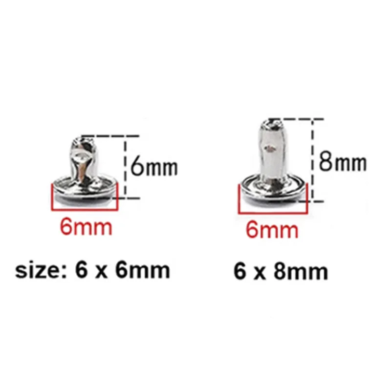 100 مجموعات 6 مللي متر 8 مللي متر المعادن غطاء مزدوج المسامير ترصيع برشام مستدير للجلود الحرفية حزام حقيبة الملابس قبعة الأحذية طوق الحيوانات الأليفة ديكور #2