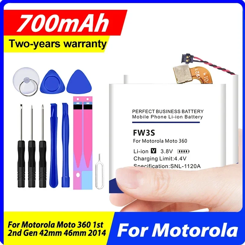 New High Quality FW3S FW3L WX30 Replace Battery For Motorola Moto 360 1st 2nd Gen 42mm 46mm 2014 + Free Tools