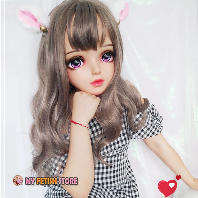 (Miao10) mujer dulce chica resina media cabeza Kigurumi BJD ojos Crossdress Cosplay Anime japonés papel máscara de Lolita con ojos y peluca