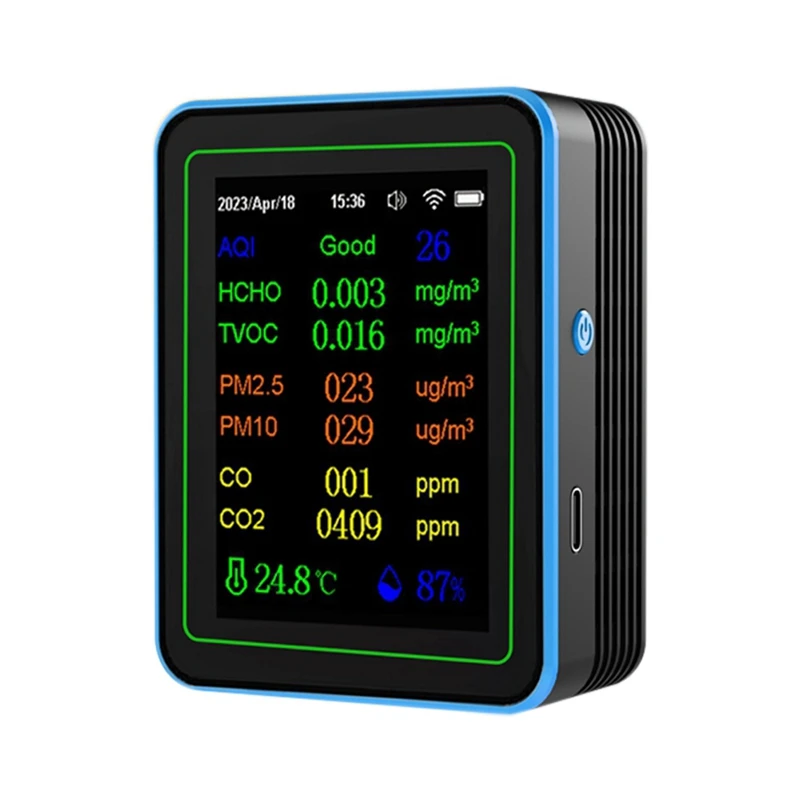 Tuya Wifi 12 In 1 Air Quality Monitor Multifunction PM2.5 AQI PM1O HCHO TVOC CO CO2 Screen Display Air Detector