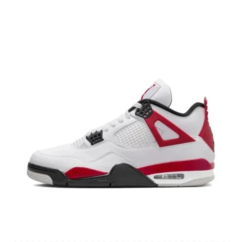 

Original Air Jordan 4 "Neutral Grey" "Red Cement" Comfortable Retro Basketball Shoes Men's White and Black and Red DH6927-161