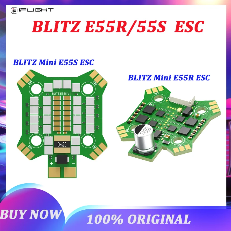 

IFlight BLITZ Mini E55R / E55S BLHeli32 2-6S ESC DShot150/300/600/MultiShot/OneShot 20x20 мм для радиоуправляемого FPV Фристайл гоночного дрона