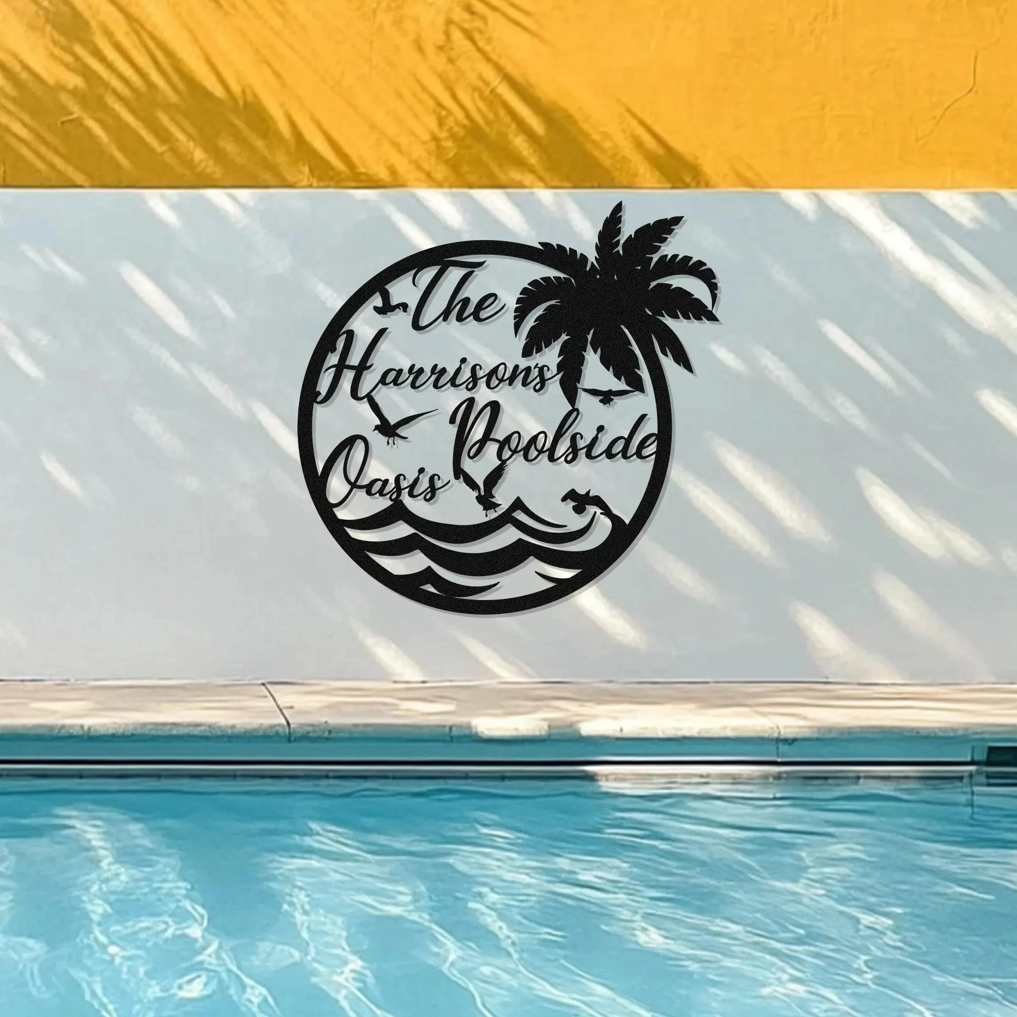Personalized Palm Tree Oasis Sign Metal Sign Poolside Decor Palm Trees Decor Custom Backyard Oasis Sign Patio Sign Outdoor Wall