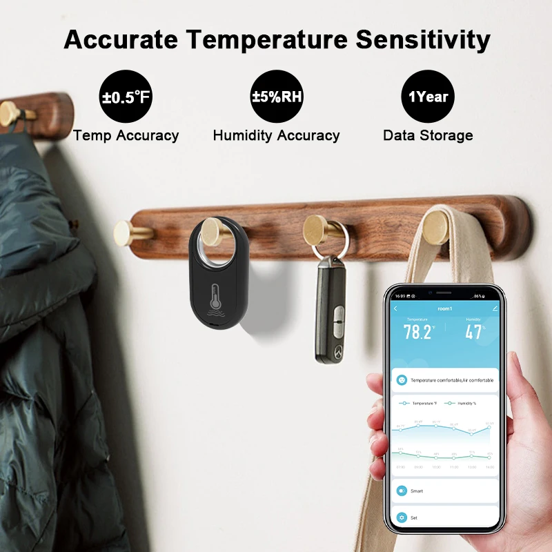 Tuya-インテリジェント湿度および温度センサー,リモートモニター,温度計,湿度計,アラーム,アプリ,部屋,温室,インキュベーター,ワインセラー