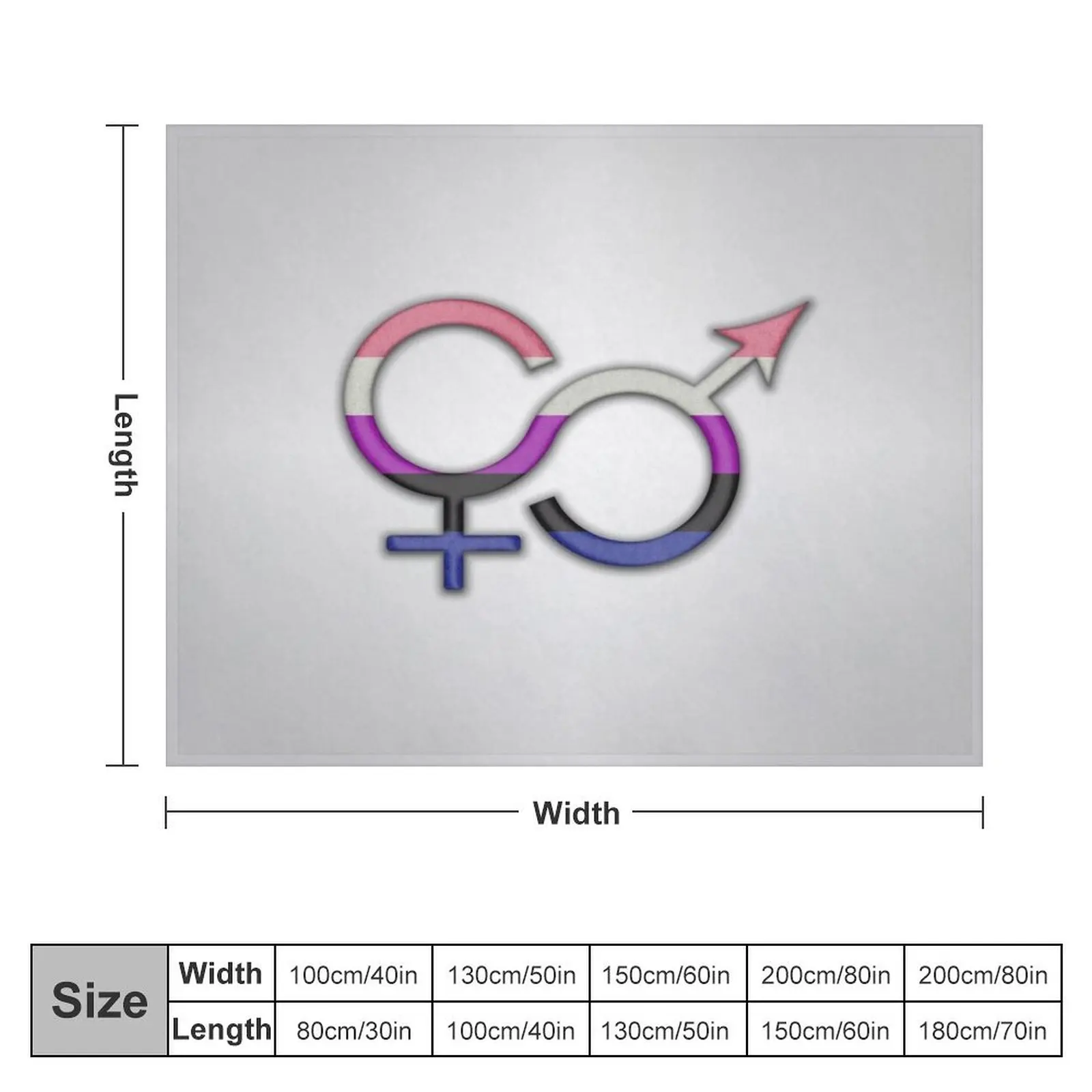 Gender Fluid Symbol in Pride Flag Colors Throw Blanket Luxury Bed linens Soft Beds Thermal Blankets