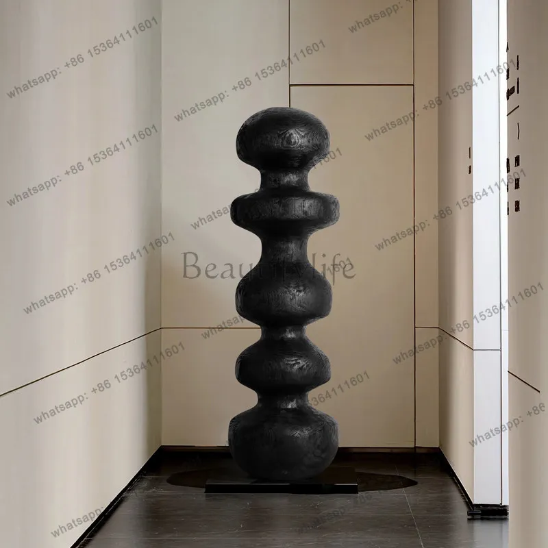 

54Wabi Sand Wind Abstract Solid Wood Sculpture Floor-to-Floor Ornament Soft Decoration Art Installation