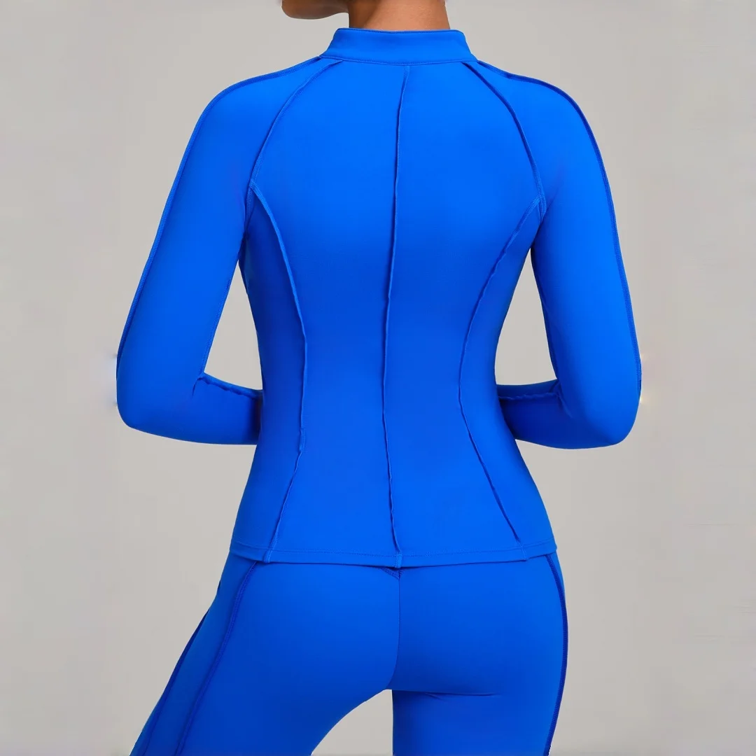 

Women Seamless Stand Collar Zipper Long Sleeve Yoga Coat Tight Quick Dry Yoga Tops Outdoor Fitness Sports Jacket