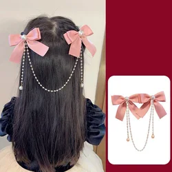 Pearl Bow Hairpin Princess Fringe Forehead Chain A Pair of Bobby Pins Sweet Cute Elegant Hair Accessories