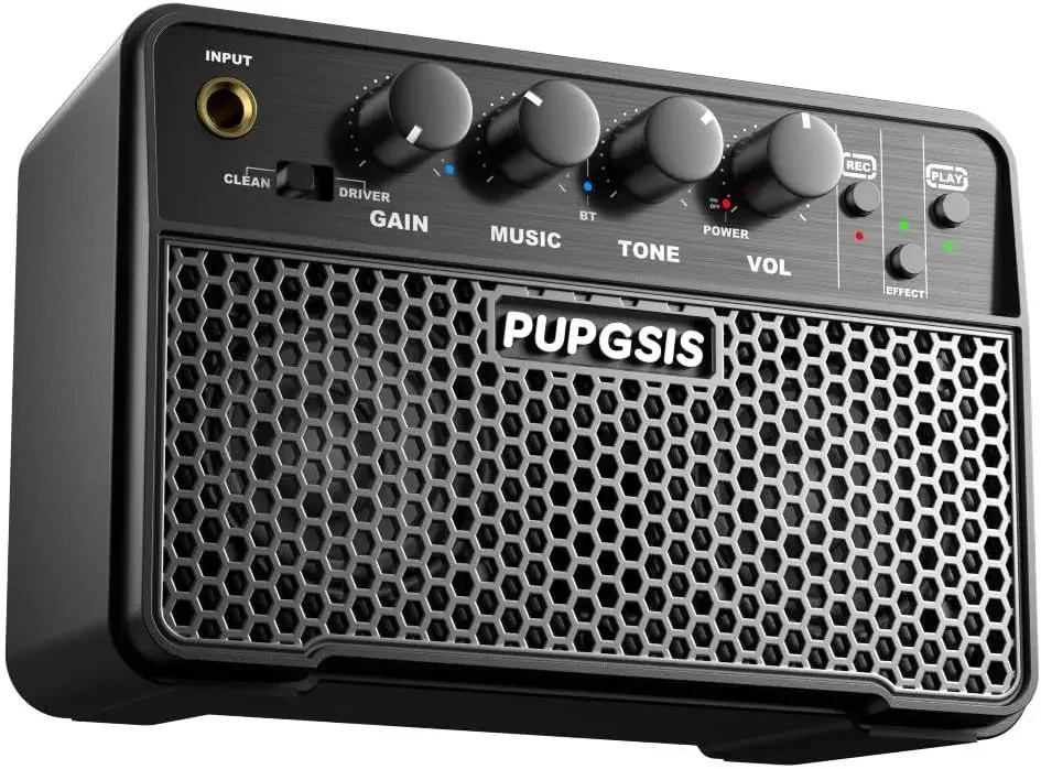 PUPGSIS Mini Guitar Amp for Electric Guitar, Portable Bluetooth Practice 10W | Bluetooth 6.0 | Portable | Record/Play | Battery