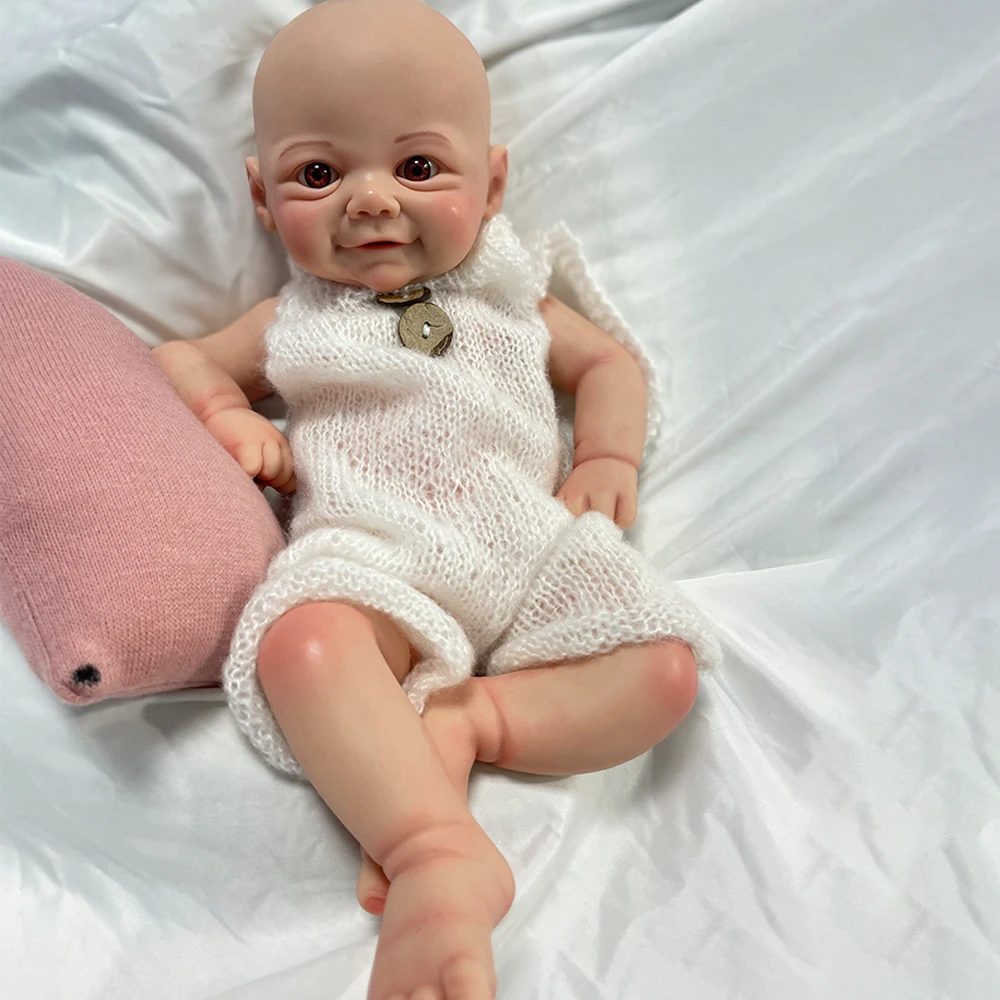 Weighted Full Soft Silicone Reborn Baby Doll 17Inch Open Eyes Lovely Flexible Artist Newborn Washable Bebe Girl Companion Toys