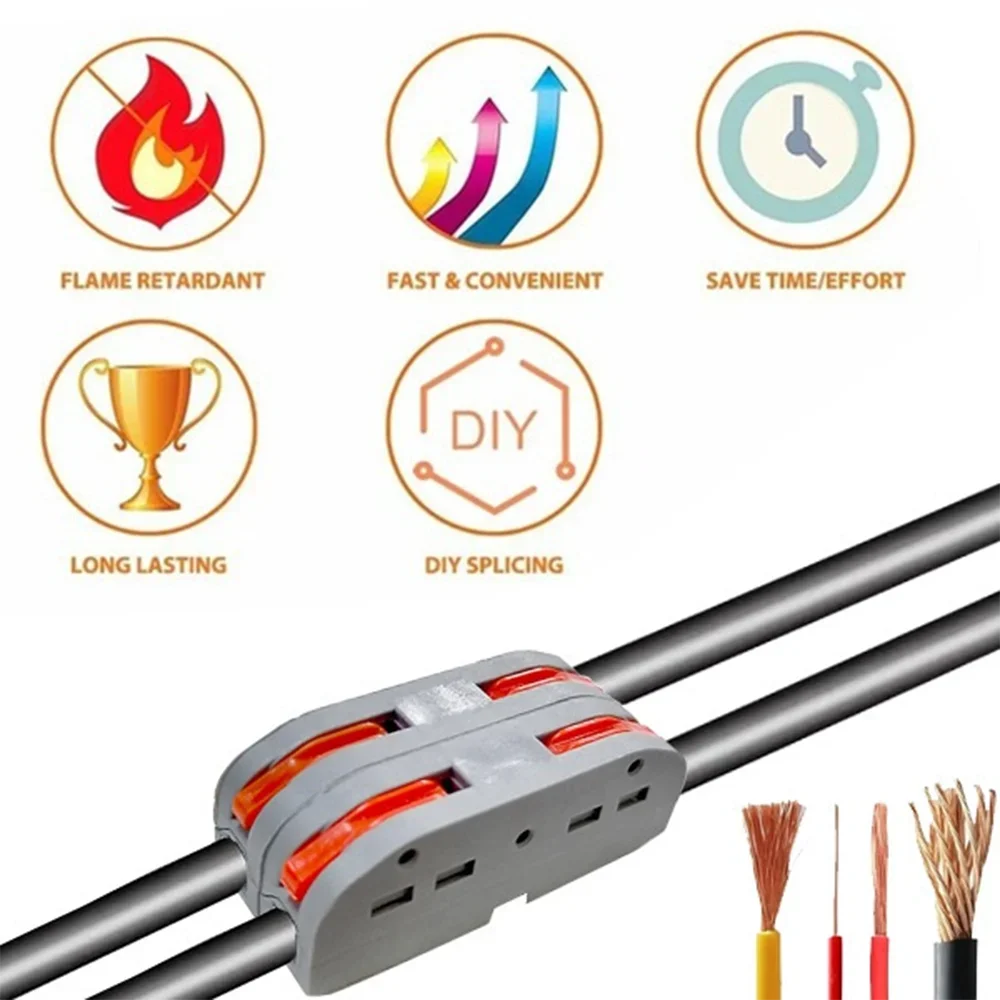 Reusable Compact Quick Connect Wire Connectors for Electrical Wiring Splicing Patch Board Home Improvement