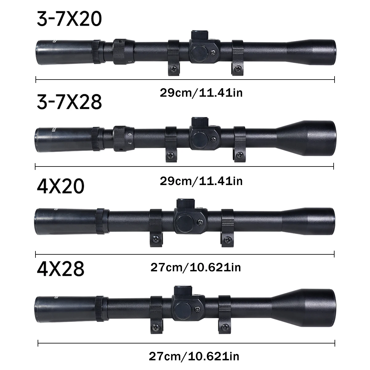 الصيد Riflescope 4x20/4x28/3-7x20/3-7x28 Crosshair البصريات البصر بندقية نطاق الادسنس بندقية الصيد نطاق ل 11 مللي متر تتوافق السكك الحديدية