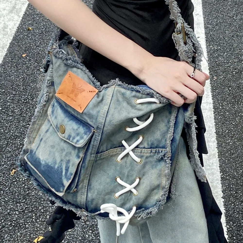 

Fashion Washed Denim Women Shoulder Bag Large Capacity Y2K female Crossbody Bags Soft Jeans Casual handbag Shopping Bag