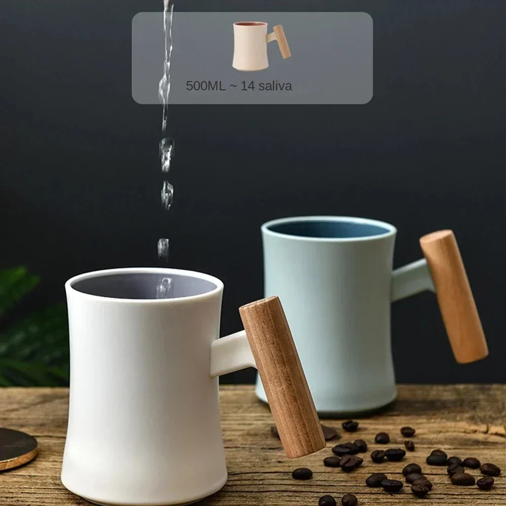 

Wooden Handle Mouthwash Cup Couple's Toothbrush Cups High-End Plastic Mouthwash Cup Double-Layer Contrast-Color Mouthwash Cup