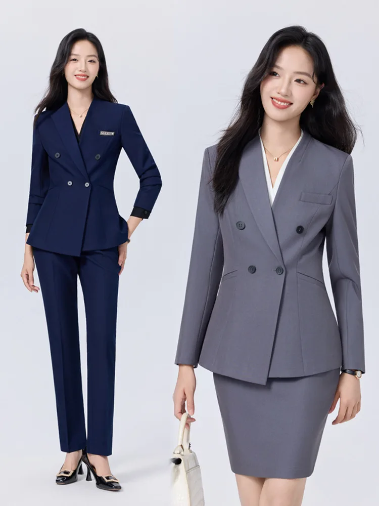 Autumn and winter professional women's suits, elegant workwear for commuting, interviews, hotel reception, and jewelry store uni