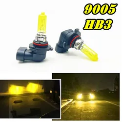 2 Pcs 9005 12V 65W Yellow Lights 3000k HB3 Car Headlight Auto Fog Lamps Halogen Bulbs