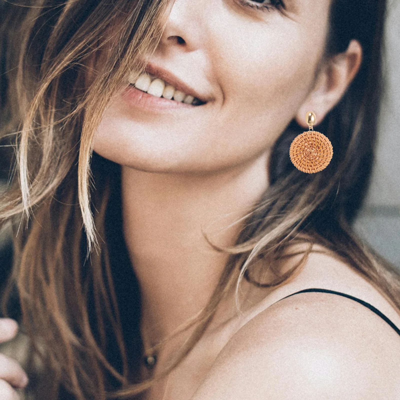 5Pcs Rattan Round Woven Discs 4.5cm Handmade Boho Charms for Jewelry Making Earrings Necklaces Brown Accessories view 4