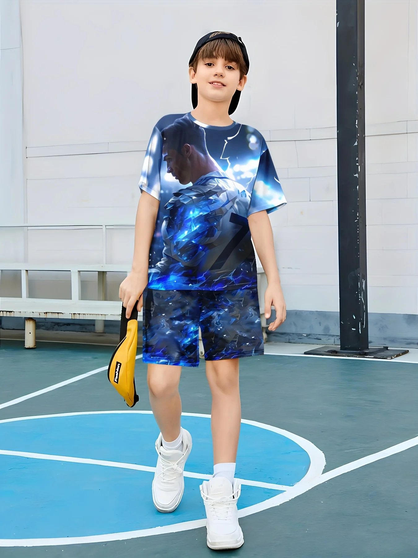 Summer Fashion 3D Printed Number 7 Football Star T-shirt and Shorts Set for Outdoor Leisure