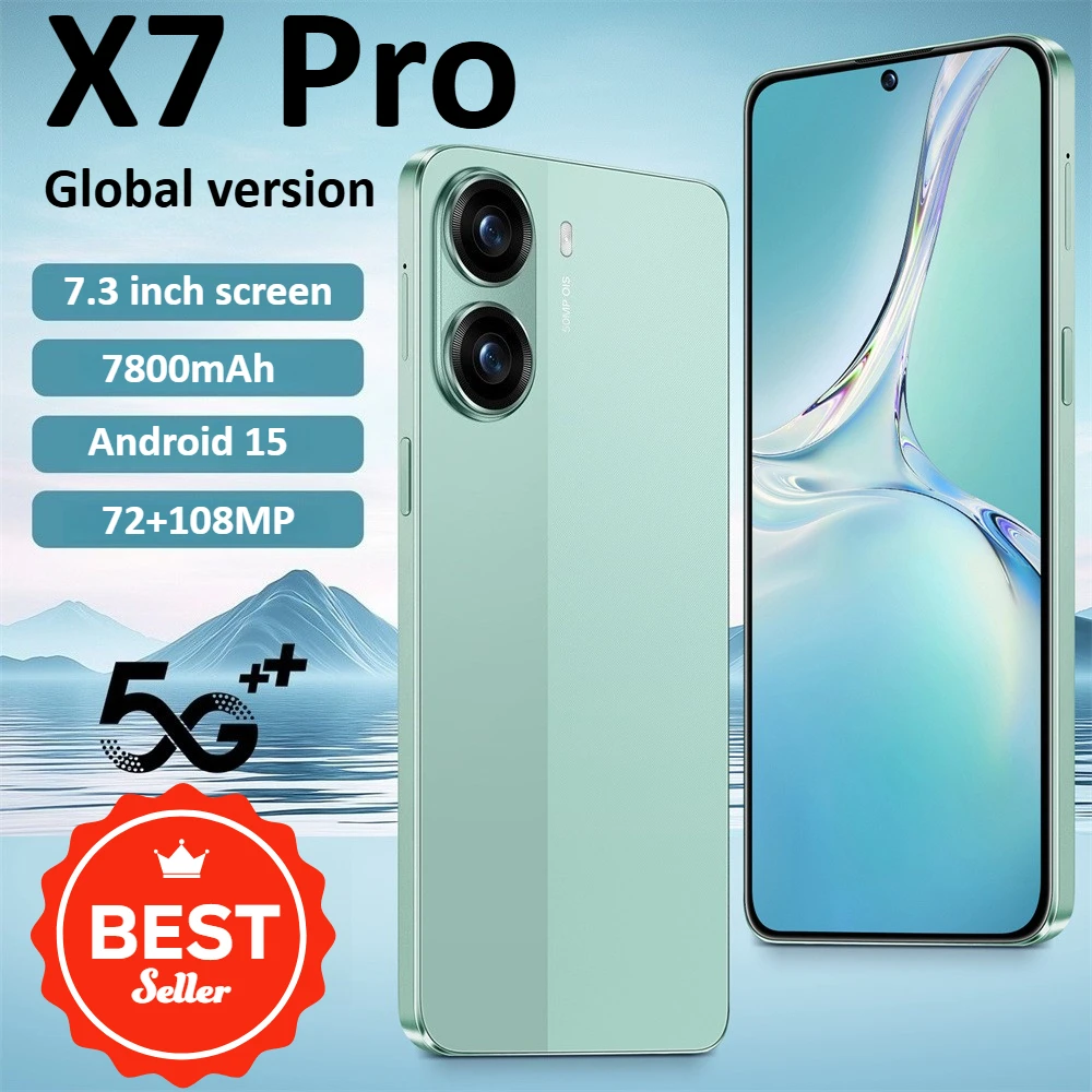 NEW Arrive X7 Pro 7.3HD Cellphones Cheap 5G Dual Card WIFI Mobile Cell Phones in Liquidation 7800mAh Android 15 GPS Smartphone