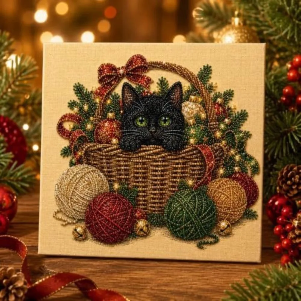 Hobby Self-Adhesive Pearl Painting Kit Wooden Frame Beginner Set Bead Art Kit 20x20cm Christmas Craft Set Art Craft