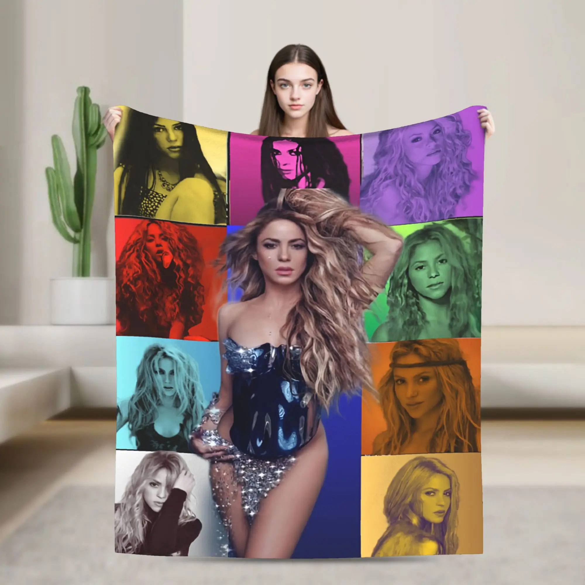 Shakira Colombian Singer Fleece Throw Blanket  Blanket for Home Couch Soft Bedding Throws
