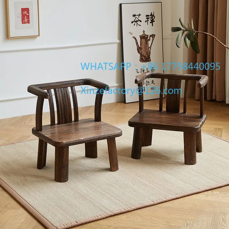 Customizable Small chair with armrest back stool tatami armchair low stool coffee table bay window table casual chair