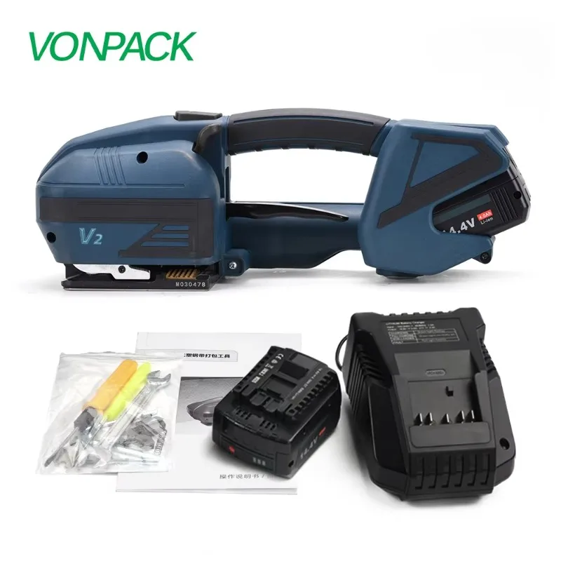 V2 Carton Pallet Electric Binding Tools Rechargeable Lithium Battery Powered Automatic Strapping Machine