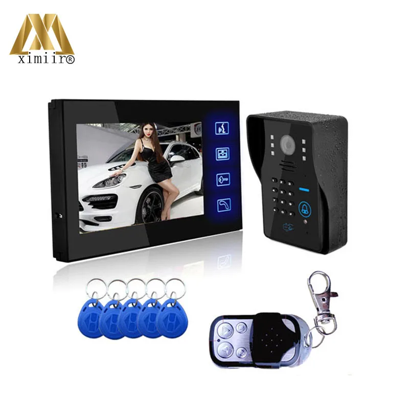 Rfid Keyfob Access Control Touch Sensor Button Ip55 Color Cmos 700Tvl Camera Video Door Phone System