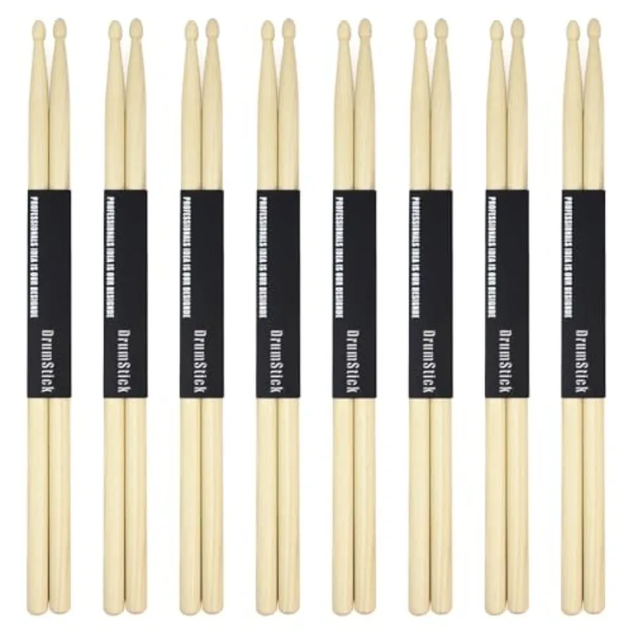 

8 Pairs 5A Drum Sticks Hickory Wood Drumsticks with Wood Tip for Drum Set Perfect for Rock Jazz Studio Drumming Ideal Drum Stic