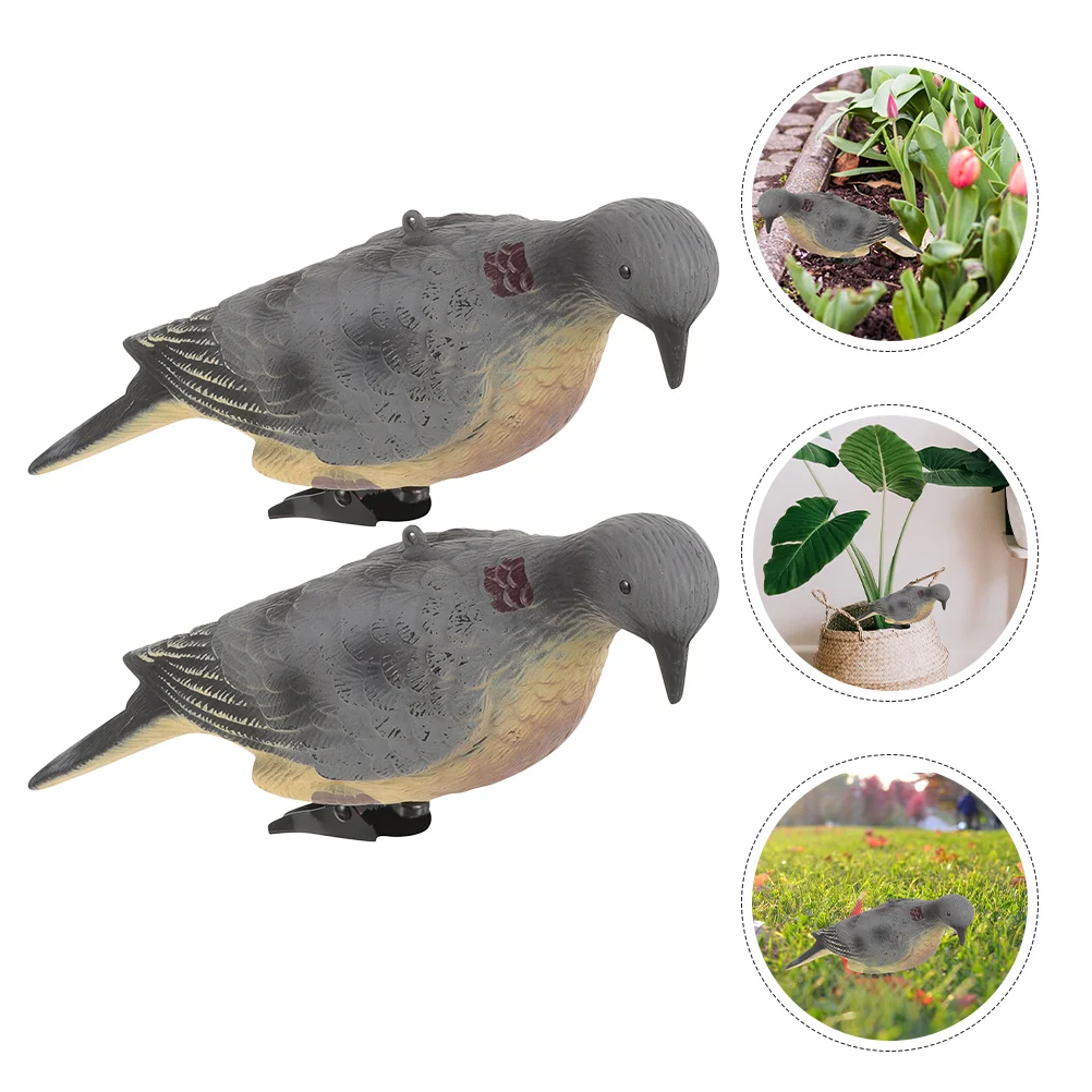 

2 Pcs Birds Decor Simulation Animal Model Micro Landscape Ornament Miniature Pigeon Statue Modeling Figurines