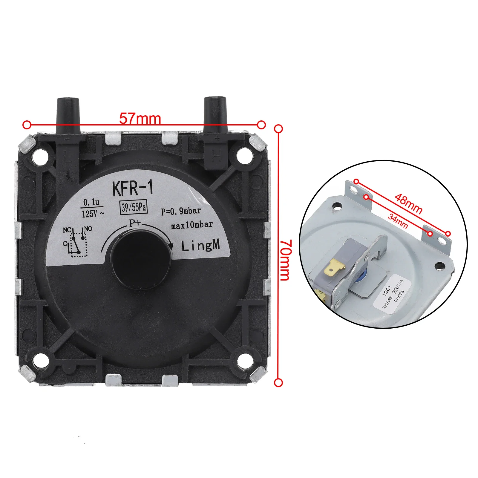 Easy Installation Air Pressure Switch for Strong Exhaust Water Heater Repair Part Part Name Size 7 3 8cm AC2000V 50Hz 60S Y05