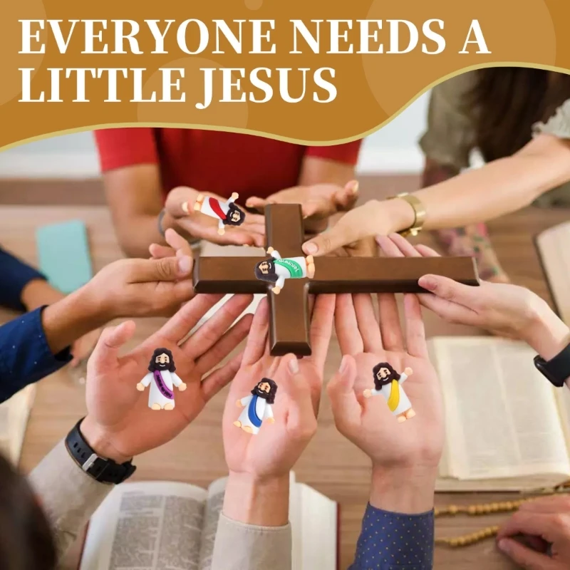 4X7B 20 Set Christ Savior Statues with Crosses Prayer Cards Children Faith Learning
