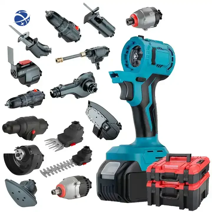 YYHC  Electric Screwdriver Multi-Head Power Drill Set Power Tool Battery Drill Impact Wrench Brushless Motor Tool Combo Set