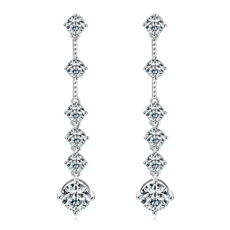 

ZFSILVER Trendy s925 Silver Moissanite Classic Exquisite Design Tassel Dangle Earring For Women Accessories Jewelry Gift EMO-364