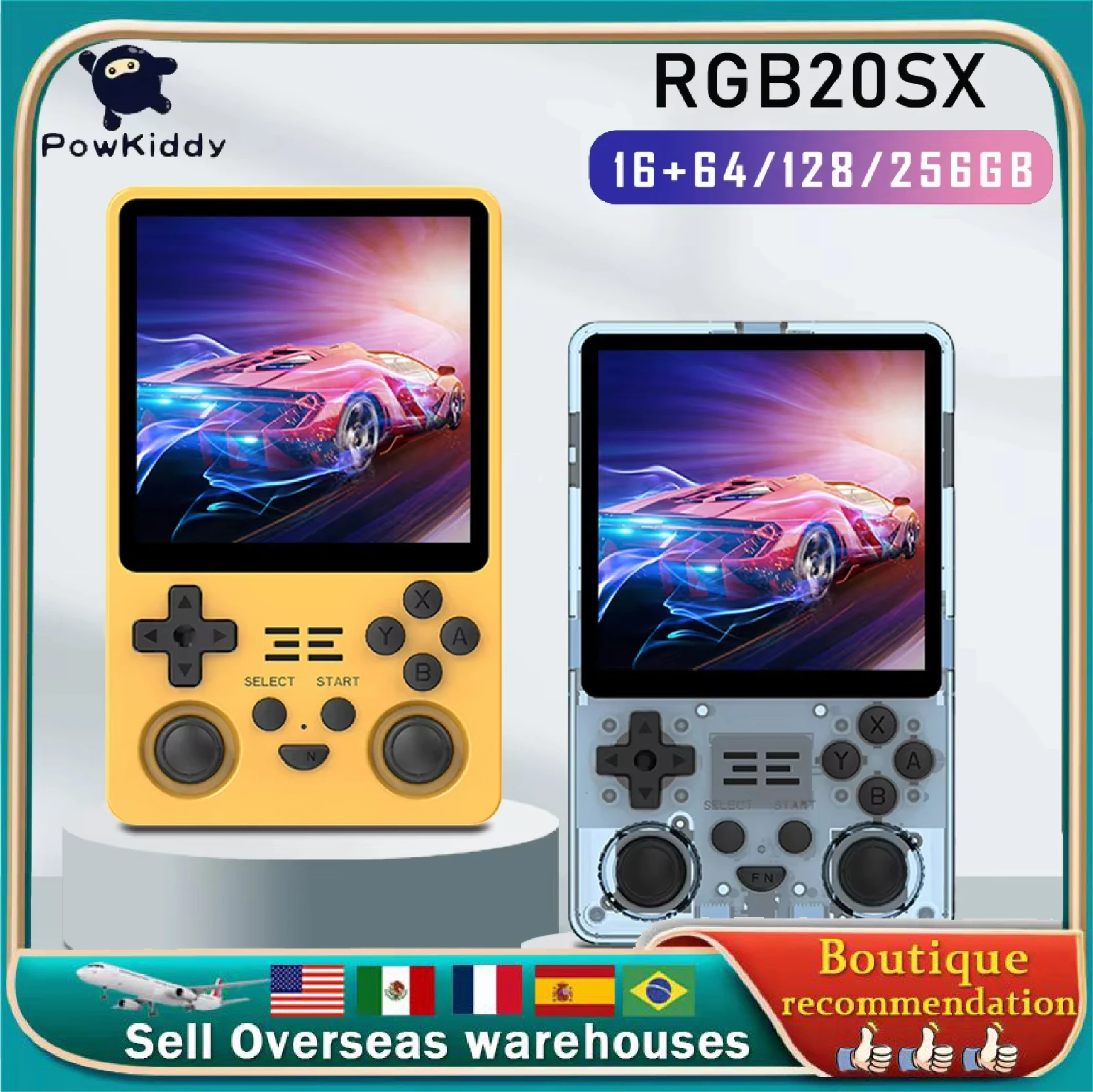 

New Powkiddy Rgb20sx Portable Handheld Game Console Linux Os Built-in Wifi 4.0 Inch Ips Screen Retro Game 512g 100000games