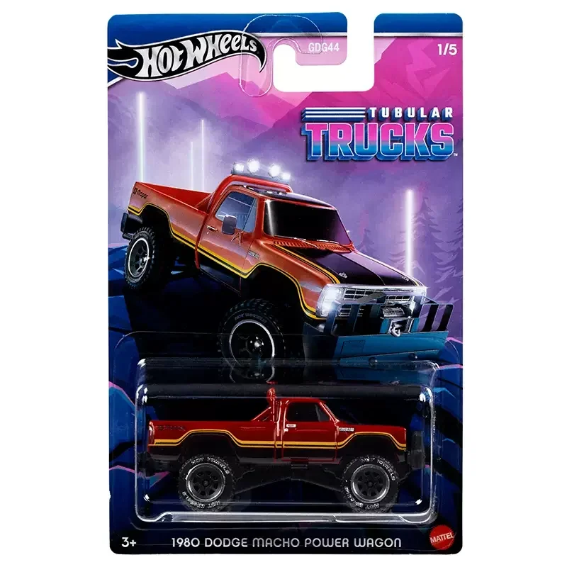 Original Hot Wheels Premium Tubular Trucks Car Red 1980 Dodge Macho Power Wagon Vehicle Gifts Boys Toys Alloy Model 1/64 Diecast