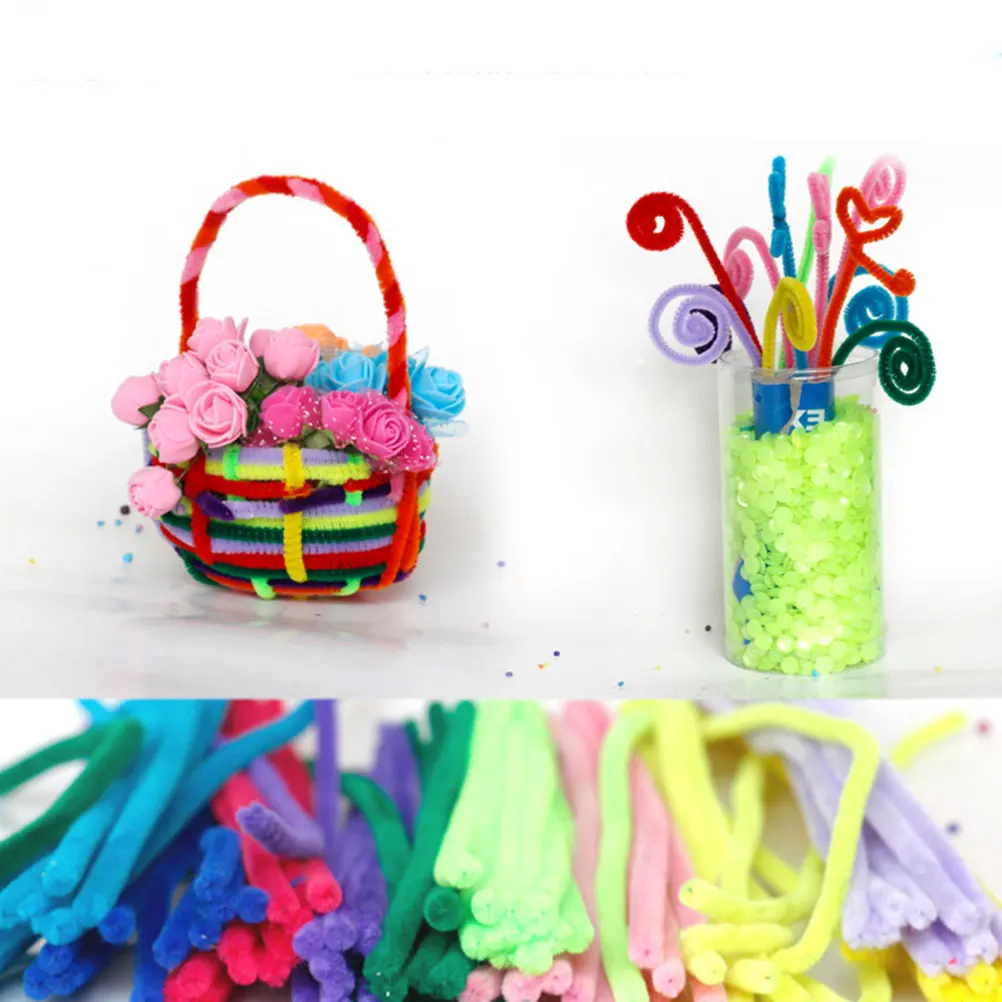 

200pcs Christmas Diy Handwork Accessory Rod Chenille Stem Twisted Craft Stick Xmas Handmade Supplies Festive Decoration