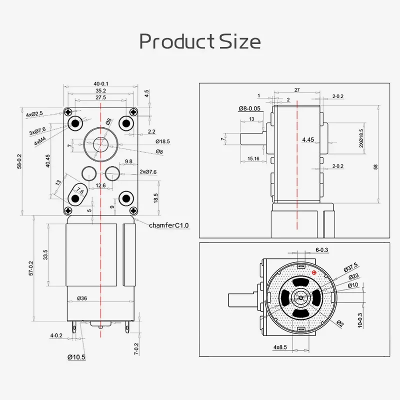 5840 - 555 Micro DC Brushed Motor 12V - 24V Adjustable Speed from 470RPM to 7RPM and Forward Reverse Function