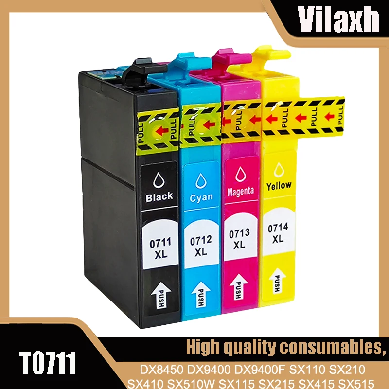 Vliaxh Compatible T0711 Ink Cartridge for Stylus SX515W SX600FW SX610FW BX600FW BX610FW DX6000 DX6050 DX7000F Printer